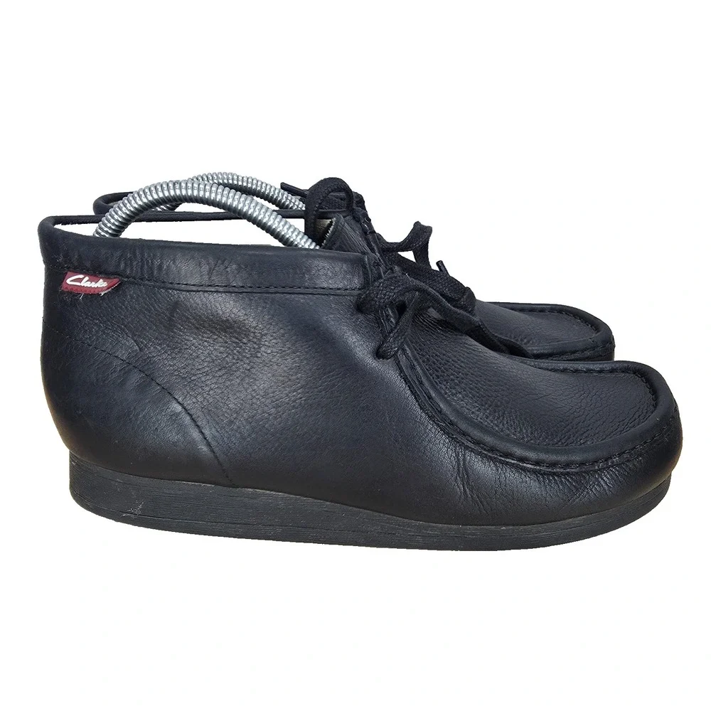 Clarks Stinson Hi Chukka Boots Mens 8 Black Leather Crepe Sole 15522